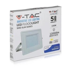 Naświetlacz LED 100W 12000lm 6400KSLIM biały 120lm/W VT-106