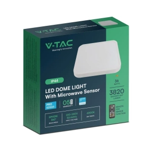 Lampa sufitowa IP44 LED 36W 3820lm 4000K VT-8630S czujnik ruchu mikrofalowy
