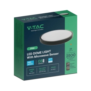 Lampa sufitowa IP44 LED 24W 2500lm 4000K VT-8624S czujnik ruchu mikrofalowy
