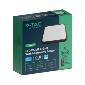 Lampa sufitowa IP44 LED 36W 3820lm 4000K VT-8630S czujnik ruchu mikrofalowy