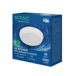 Lampa sufitowa IP54 LED 20W 2700lm CCT VT-8633 czujnik ruchu mikrofalowy