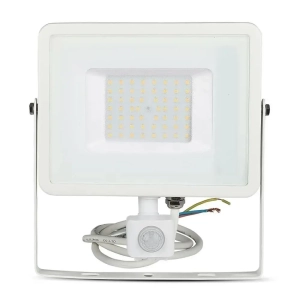 Naświetlacz IP65 LED 50W 4000lm 3000K VT-50-S-W czujnik ruchu PIR V-TAC