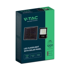 Naświetlacz solarny IP65 LED 12W 1200lm 6400K VT-55100