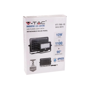 Naświetlacz solarny IP65 LED 10W 1100lm 4000K VT-788-10 czujnik ruchu PIR