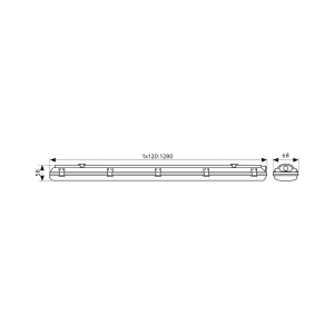 Hermetic LED 1x120 PS IP65