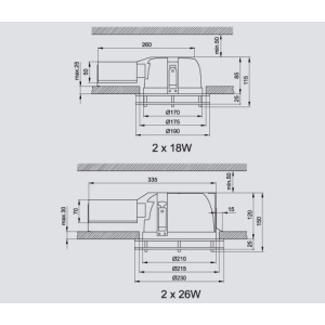 Oprawa sufitowa stała 2x26W PLC/4P G24q 8016PE Brilum