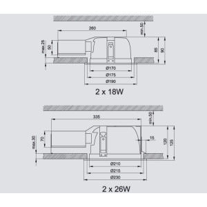 Oprawa sufitowa stała 2x26W 8018PE Brilum*