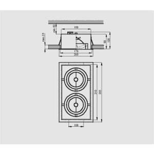 Oprawa sufitowa ruchoma 2x50W AR-111 G53 IP20 PASEO 200 Brilum