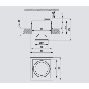 Oprawa sufitowa ruchoma 1xmax.50W  PINO 100 Brilum*