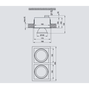 Oprawa sufitowa ruchoma 2x max.50W  PINO 200 Brilum*