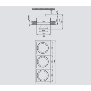 Oprawa sufitowa ruchoma 3xmax.50W PINO 300 Brilum*