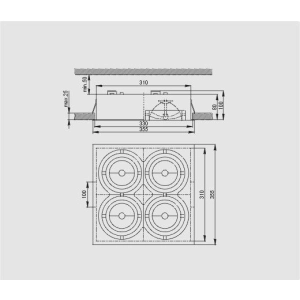 Oprawa sufitowa ruchoma 12V 4xmax.50W AR-111 G53 IP20 PIREO 400 Brilum