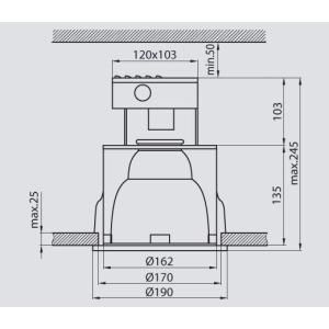 Oprawa sufitowa stała 18W G24d R-600PG Brilum