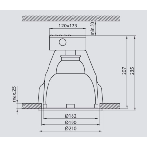 Oprawa sufitowa stała 26W G24d IP20/44 R-700PG Brilum