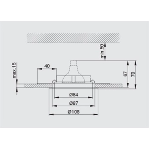 Oprawa sufitowa stała 12V IP20 max.50W G6.35 AXIO 40 Brilum