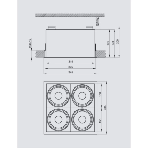 Oprawa sufitowa ruchoma 4x150W LAVIO S4 Brilum*